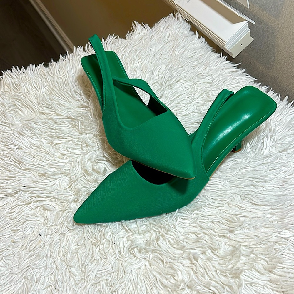Green Pointed Toe, Shallow Heel, Zara Dup Women P… - image 1